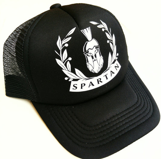 E1) GORRA CLASICA SPARTAN, Visera Curva, Negra.