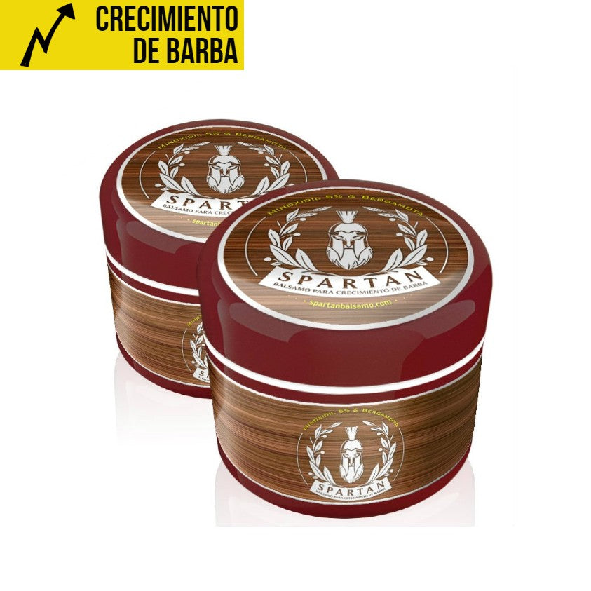 A) MÁS VENDIDO (Ahorra $200) | 2 Spartan Bálsamo Crecimiento de Barba y Bigote | Minoxidil 5% (Dosis Óptima) + Biotina + Bergamota | ENVÍO GRATIS