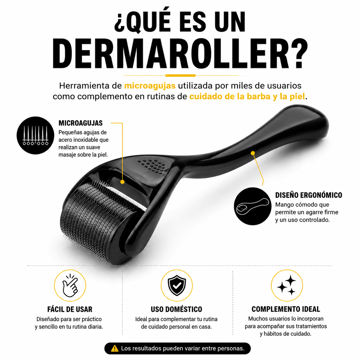 D) Dermaroller Spartan para Barba y Piel | Herramienta de Microagujas | Envío Gratis