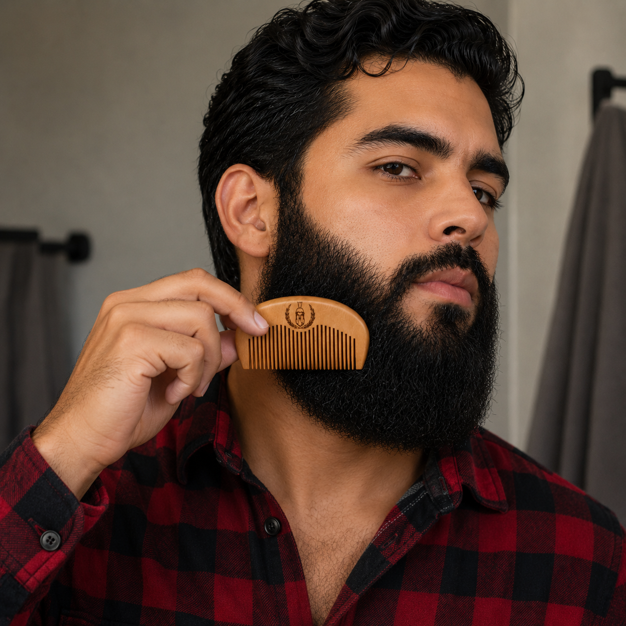 D) KIT CUIDADO DE BARBA Aceite, Shampoo y Peine – Combo Esencial