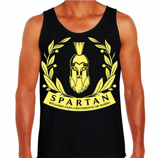 O) PLAYETA SPARTAN sin manga, negra logo amarillo.